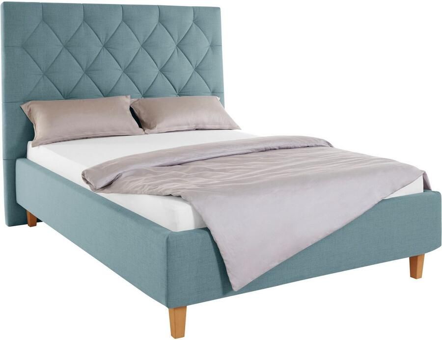 Home affaire Gestoffeerd bed Sunley 140 Kruisstiksel hoofdbordhoogte 142 cm zonder of met matras lattenbodem - Foto 4