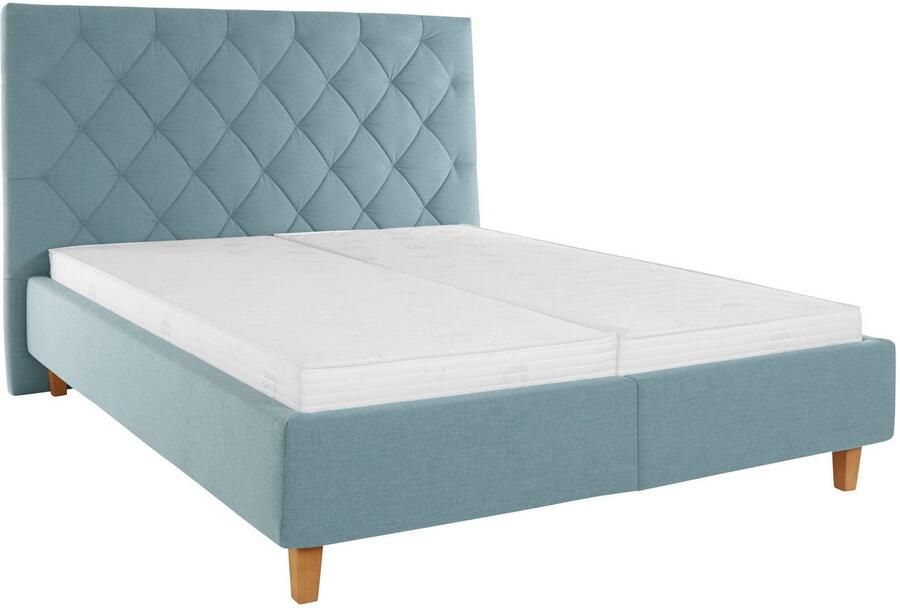 Home affaire Gestoffeerd bed Sunley 140 Kruisstiksel hoofdbordhoogte 142 cm zonder of met matras lattenbodem - Foto 4