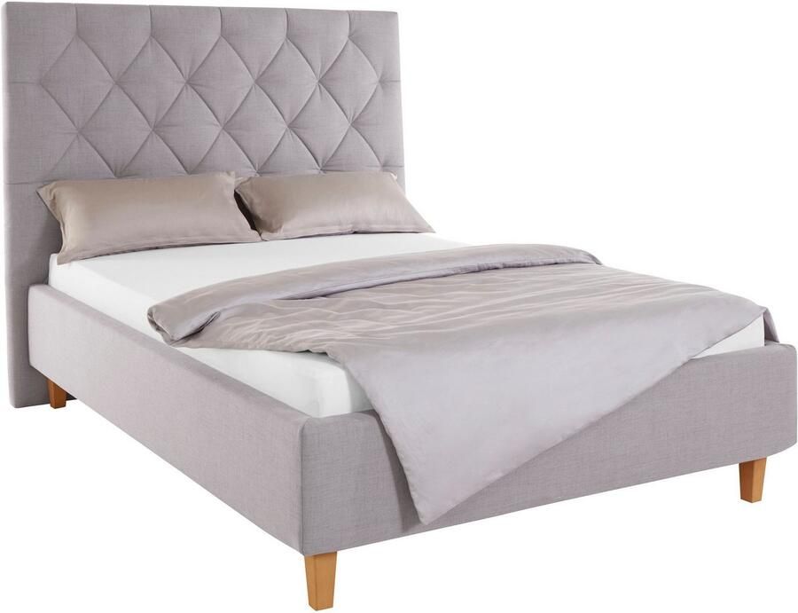 Home affaire Gestoffeerd bed Sunley 140 Kruisstiksel hoofdbordhoogte 142 cm zonder of met matras lattenbodem - Foto 4