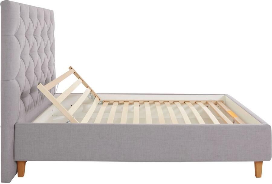 Home affaire Gestoffeerd bed Sunley 140 Kruisstiksel hoofdbordhoogte 142 cm zonder of met matras lattenbodem - Foto 6