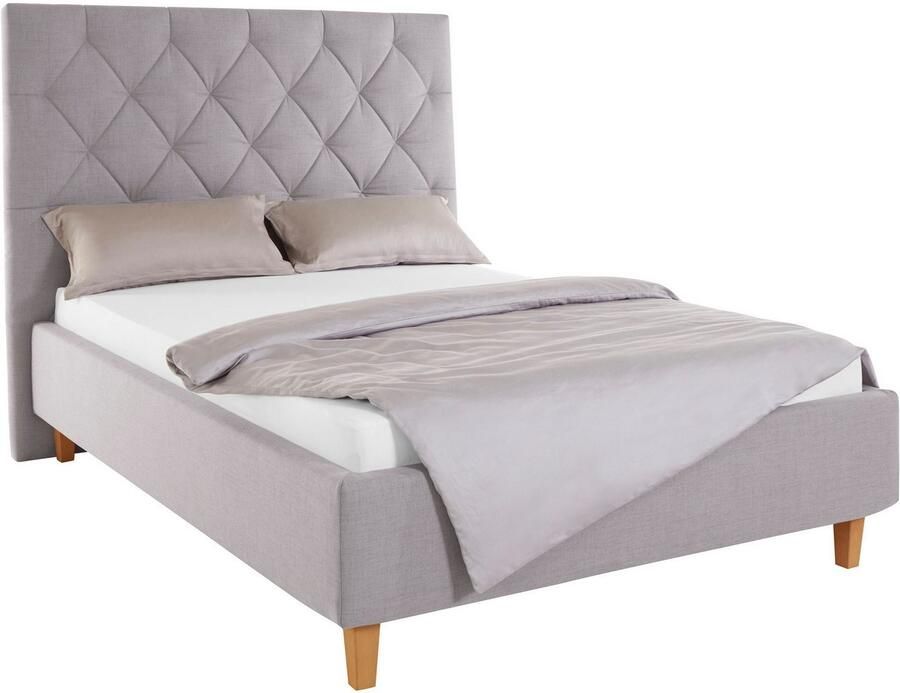 Home affaire Gestoffeerd bed Sunley 140 Kruisstiksel hoofdbordhoogte 142 cm zonder of met matras lattenbodem - Foto 4