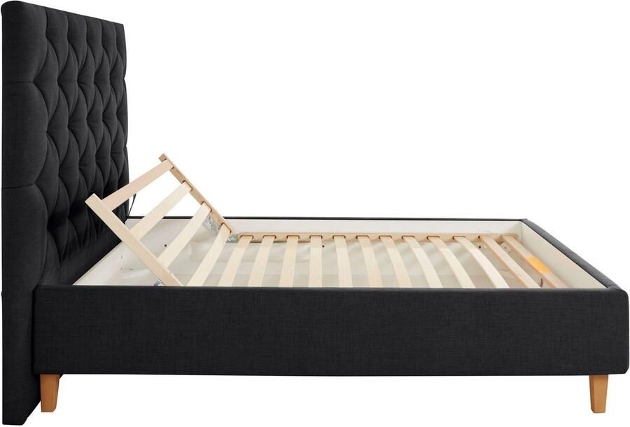 Home affaire Gestoffeerd bed Sunley 140 Kruisstiksel hoofdbordhoogte 142 cm zonder of met matras lattenbodem - Foto 5