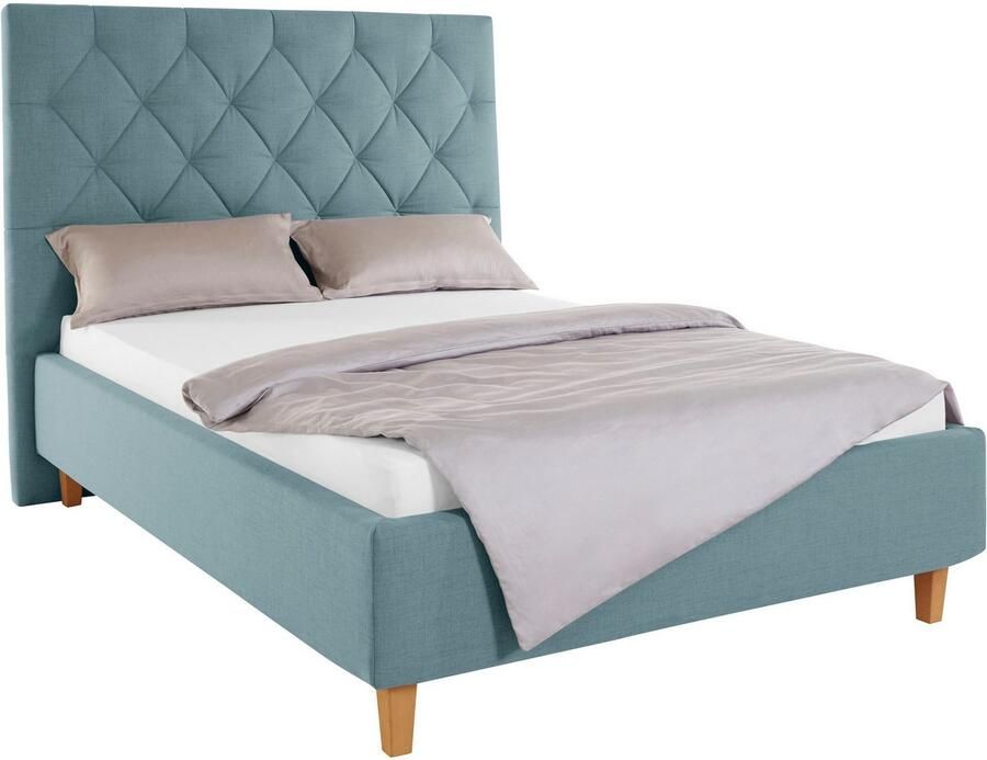 Home affaire Gestoffeerd bed Sunley 140 Kruisstiksel hoofdbordhoogte 142 cm zonder of met matras lattenbodem - Foto 5