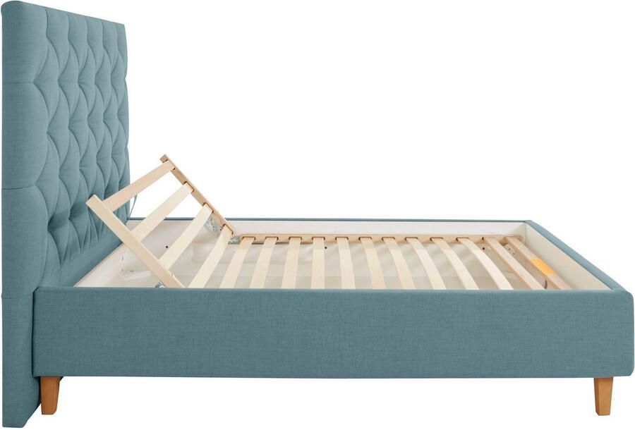 Home affaire Gestoffeerd bed Sunley 140 Kruisstiksel hoofdbordhoogte 142 cm zonder of met matras lattenbodem - Foto 6