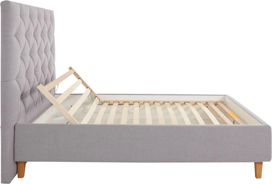Home affaire Gestoffeerd bed Sunley 140 Kruisstiksel hoofdbordhoogte 142 cm zonder of met matras lattenbodem - Foto 5