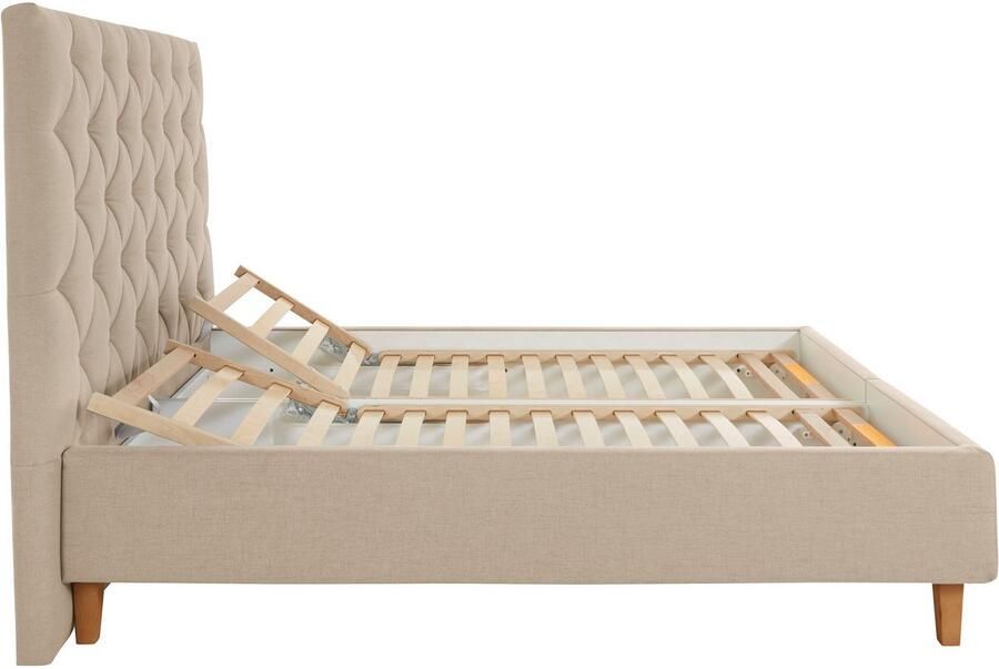 Home affaire Gestoffeerd bed Sunley 140 Kruisstiksel hoofdbordhoogte 142 cm zonder of met matras lattenbodem - Foto 9