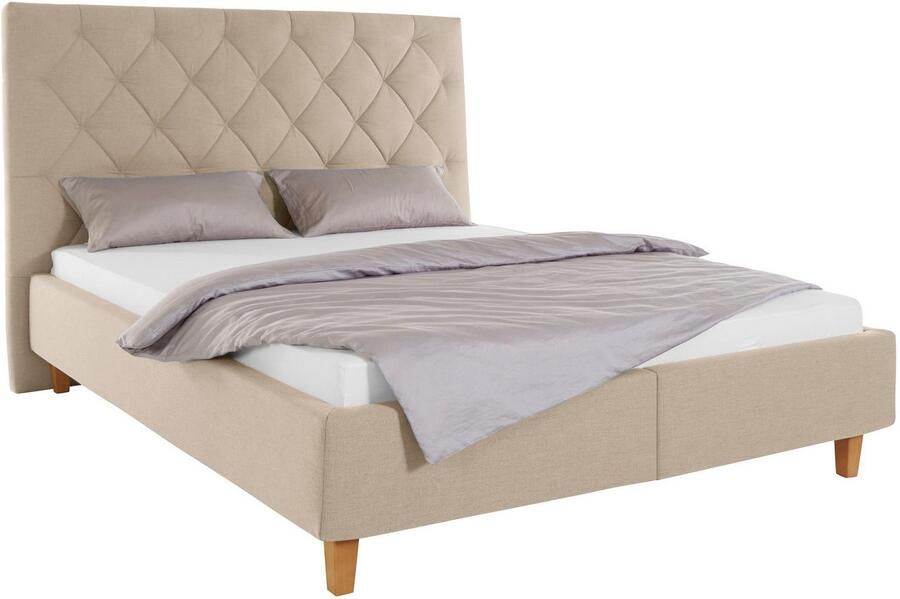 Home affaire Gestoffeerd bed Sunley 140 Kruisstiksel hoofdbordhoogte 142 cm zonder of met matras lattenbodem - Foto 9