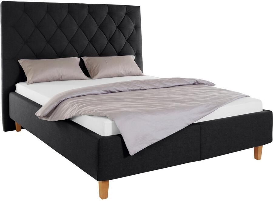 Home affaire Gestoffeerd bed Sunley 140 Kruisstiksel hoofdbordhoogte 142 cm zonder of met matras lattenbodem - Foto 5