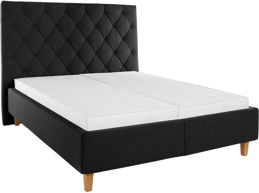 Home affaire Gestoffeerd bed Sunley 140 Kruisstiksel hoofdbordhoogte 142 cm zonder of met matras lattenbodem - Foto 3