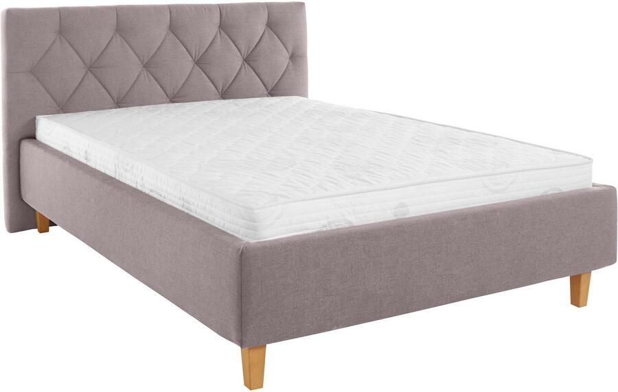 Home affaire Gestoffeerd bed Sunley 100 Kruisstiksel hoofdbordhoogte 102 cm zonder of met matras lattenbodem - Foto 7