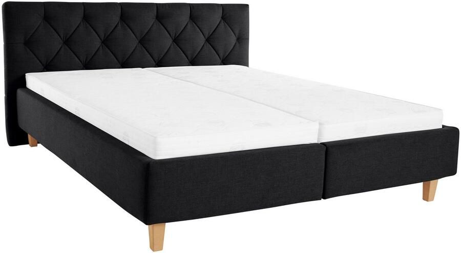 Home affaire Gestoffeerd bed Sunley 100 Kruisstiksel hoofdbordhoogte 102 cm zonder of met matras lattenbodem - Foto 6