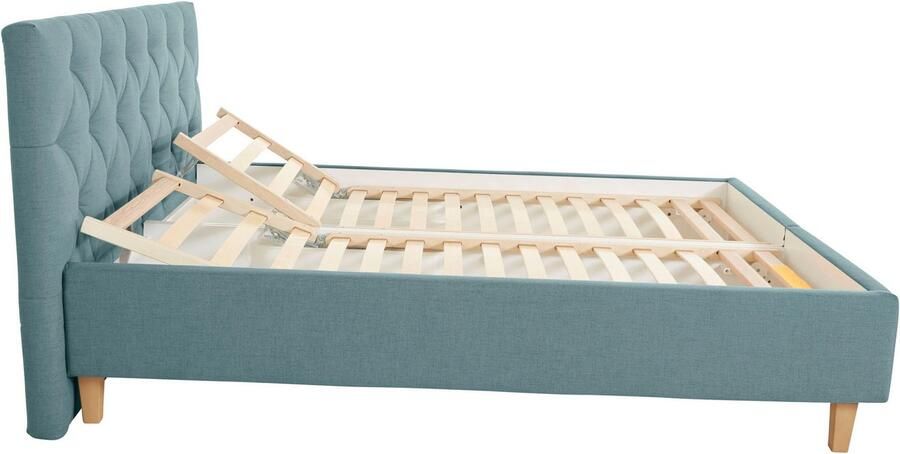 Home affaire Gestoffeerd bed Sunley 100 Kruisstiksel hoofdbordhoogte 102 cm zonder of met matras lattenbodem - Foto 8