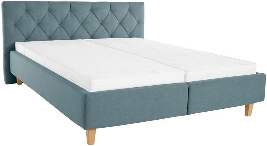 Home affaire Gestoffeerd bed Sunley 100 Kruisstiksel hoofdbordhoogte 102 cm zonder of met matras lattenbodem - Foto 7