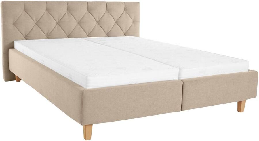 Home affaire Gestoffeerd bed Sunley 100 Kruisstiksel hoofdbordhoogte 102 cm zonder of met matras lattenbodem - Foto 6