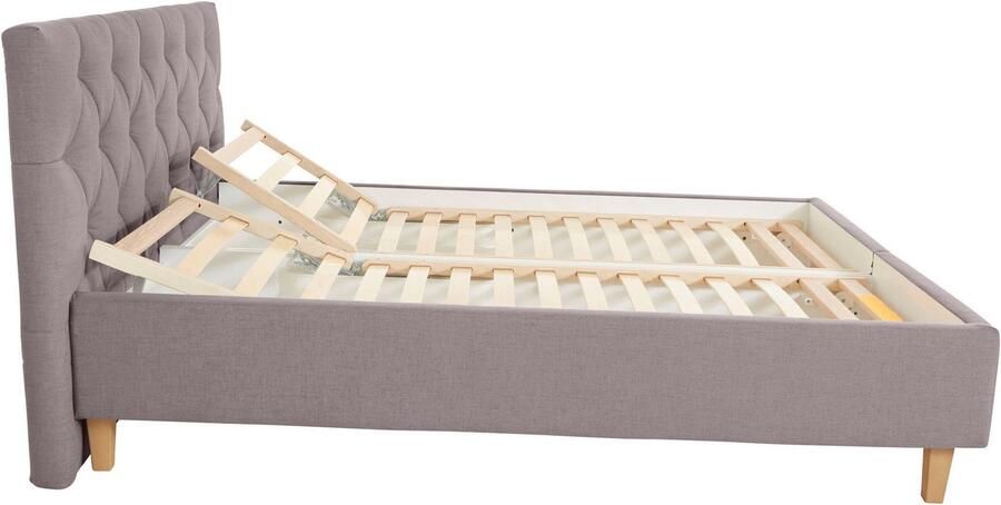 Home affaire Gestoffeerd bed Sunley 100 Kruisstiksel hoofdbordhoogte 102 cm zonder of met matras lattenbodem - Foto 8