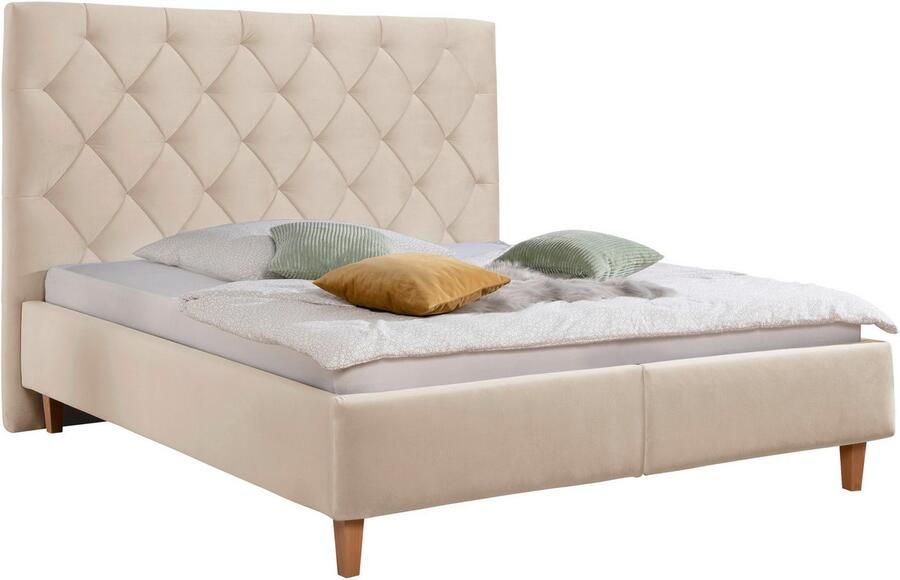 Home affaire Gestoffeerd bed Sunley 140 Kruisstiksel hoofdbordhoogte 142 cm zonder of met matras lattenbodem - Foto 7