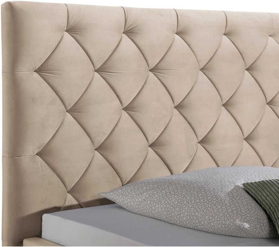 Home affaire Gestoffeerd bed Sunley 140 Kruisstiksel hoofdbordhoogte 142 cm zonder of met matras lattenbodem - Foto 2
