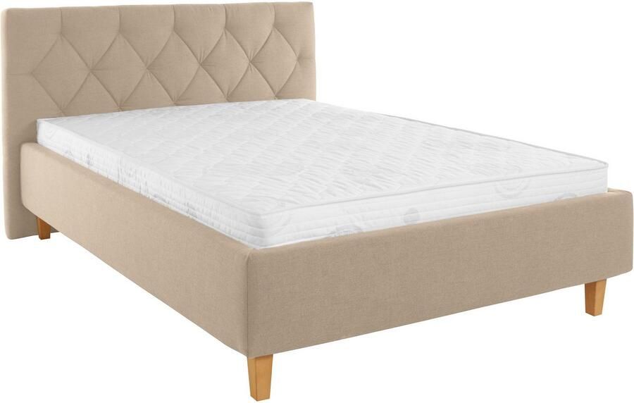 Home affaire Gestoffeerd bed Sunley 100 Kruisstiksel hoofdbordhoogte 102 cm zonder of met matras lattenbodem - Foto 7