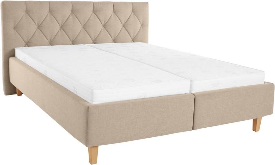 Home affaire Gestoffeerd bed Sunley 100 Kruisstiksel hoofdbordhoogte 102 cm zonder of met matras lattenbodem - Foto 7