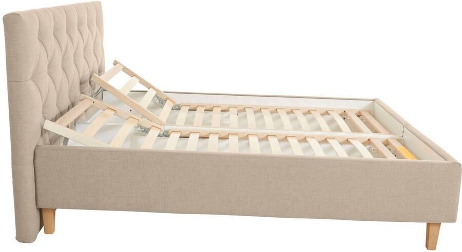 Home affaire Gestoffeerd bed Sunley 100 Kruisstiksel hoofdbordhoogte 102 cm zonder of met matras lattenbodem - Foto 6