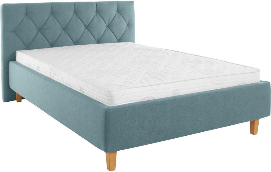 Home affaire Gestoffeerd bed Sunley 100 Kruisstiksel hoofdbordhoogte 102 cm zonder of met matras lattenbodem - Foto 7
