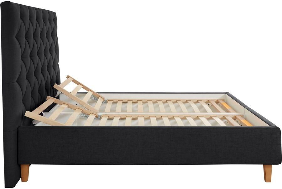 Home affaire Gestoffeerd bed Sunley 140 Kruisstiksel hoofdbordhoogte 142 cm zonder of met matras lattenbodem - Foto 7