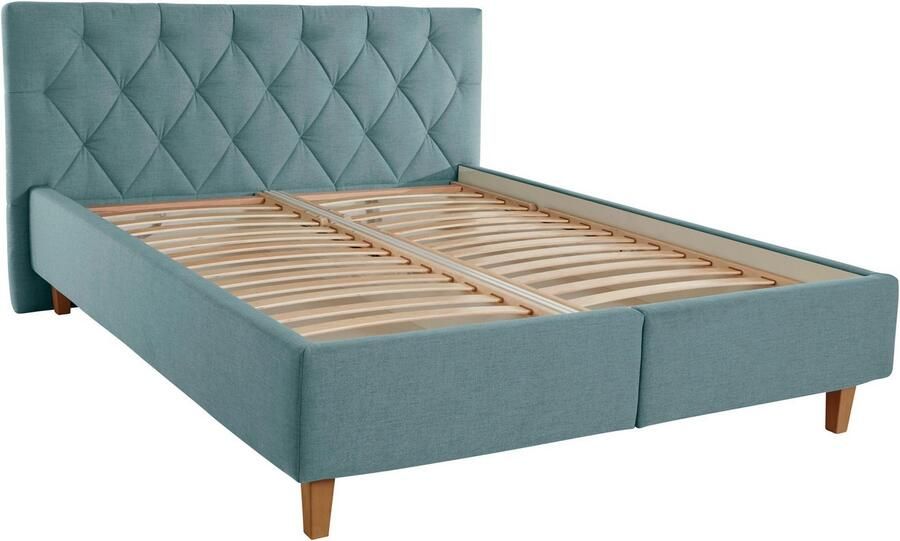 Home affaire Gestoffeerd bed Sunley 100 Kruisstiksel hoofdbordhoogte 102 cm zonder of met matras lattenbodem - Foto 6