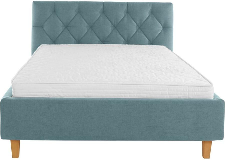 Home affaire Gestoffeerd bed Sunley 100 Kruisstiksel hoofdbordhoogte 102 cm zonder of met matras lattenbodem - Foto 3
