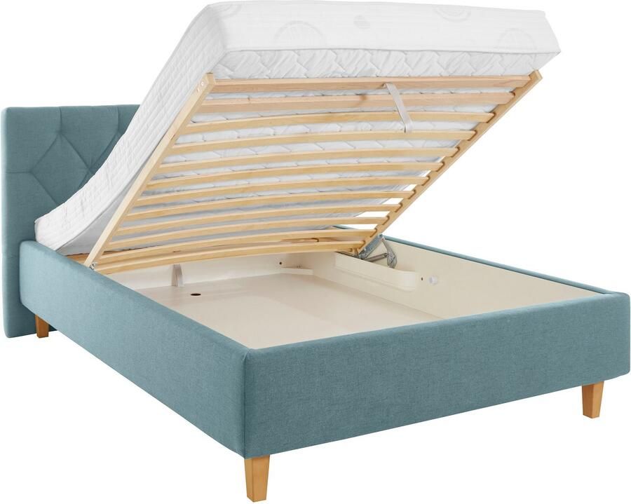 Home affaire Gestoffeerd bed Sunley 100 Kruisstiksel hoofdbordhoogte 102 cm zonder of met matras lattenbodem - Foto 2