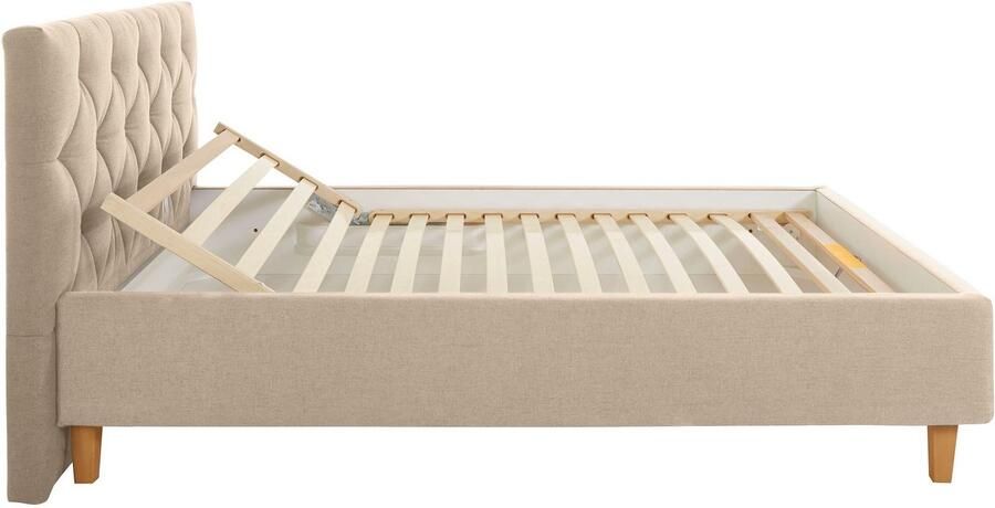 Home affaire Gestoffeerd bed Sunley 100 Kruisstiksel hoofdbordhoogte 102 cm zonder of met matras lattenbodem - Foto 8