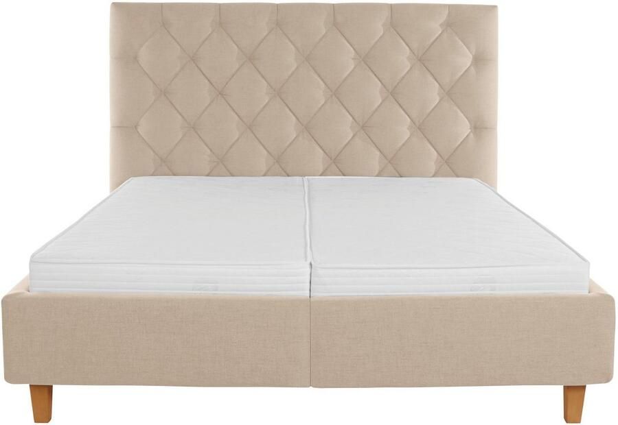 Home affaire Gestoffeerd bed Sunley 140 Kruisstiksel hoofdbordhoogte 142 cm zonder of met matras lattenbodem - Foto 4
