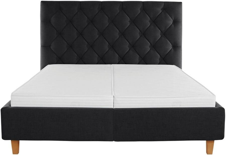 Home affaire Gestoffeerd bed Sunley 140 Kruisstiksel hoofdbordhoogte 142 cm zonder of met matras lattenbodem - Foto 3