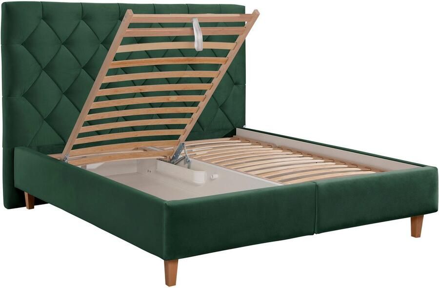 Home affaire Gestoffeerd bed Sunley 140 Kruisstiksel hoofdbordhoogte 142 cm zonder of met matras lattenbodem - Foto 4