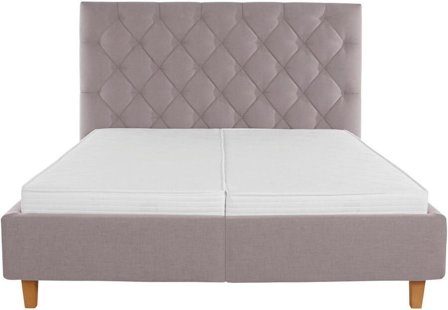 Home affaire Gestoffeerd bed Sunley 140 Kruisstiksel hoofdbordhoogte 142 cm zonder of met matras lattenbodem - Foto 3