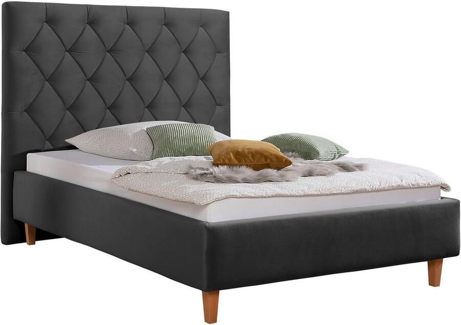 Home affaire Gestoffeerd bed Sunley 140 Kruisstiksel hoofdbordhoogte 142 cm zonder of met matras lattenbodem - Foto 5