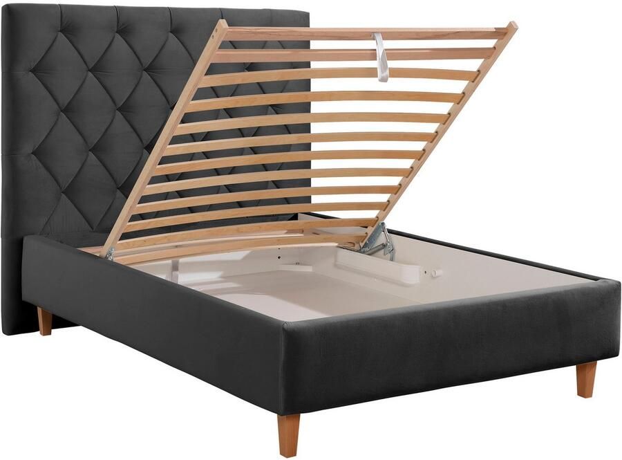 Home affaire Gestoffeerd bed Sunley 140 Kruisstiksel hoofdbordhoogte 142 cm zonder of met matras lattenbodem - Foto 4