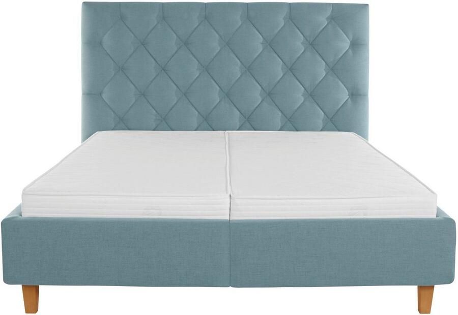 Home affaire Gestoffeerd bed Sunley 140 Kruisstiksel hoofdbordhoogte 142 cm zonder of met matras lattenbodem - Foto 3