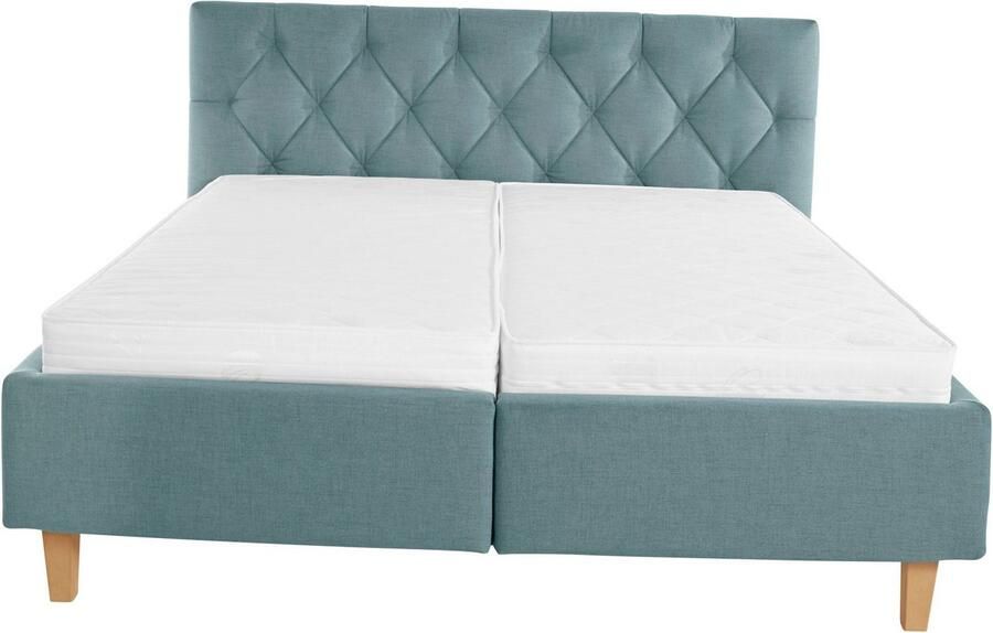 Home affaire Gestoffeerd bed Sunley 100 Kruisstiksel hoofdbordhoogte 102 cm zonder of met matras lattenbodem - Foto 6