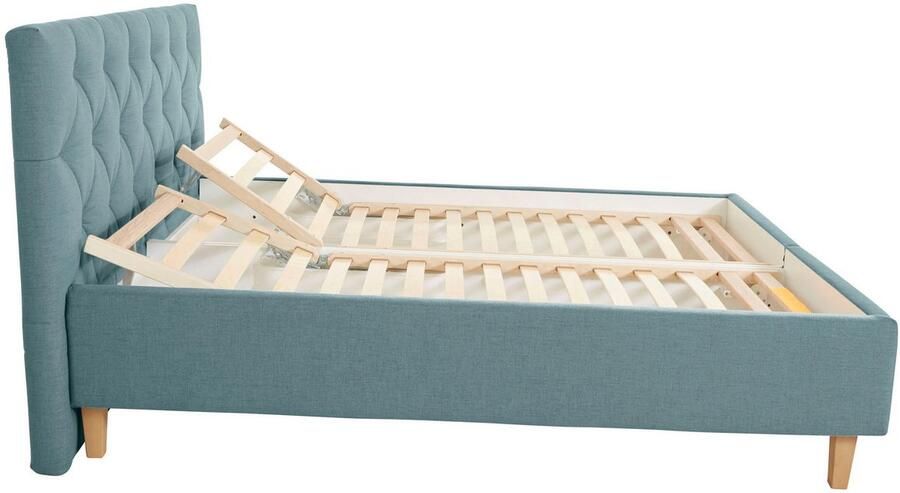 Home affaire Gestoffeerd bed Sunley 100 Kruisstiksel hoofdbordhoogte 102 cm zonder of met matras lattenbodem - Foto 7