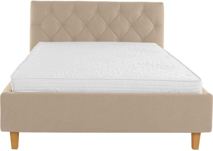 Home affaire Gestoffeerd bed Sunley 100 Kruisstiksel hoofdbordhoogte 102 cm zonder of met matras lattenbodem - Foto 3