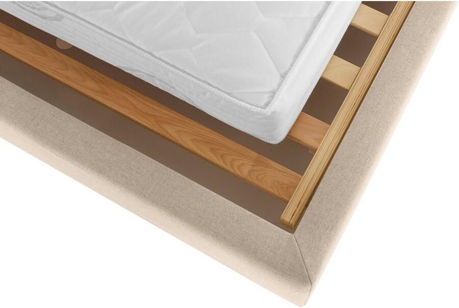 Home affaire Gestoffeerd bed Sunley 100 Kruisstiksel hoofdbordhoogte 102 cm zonder of met matras lattenbodem - Foto 7