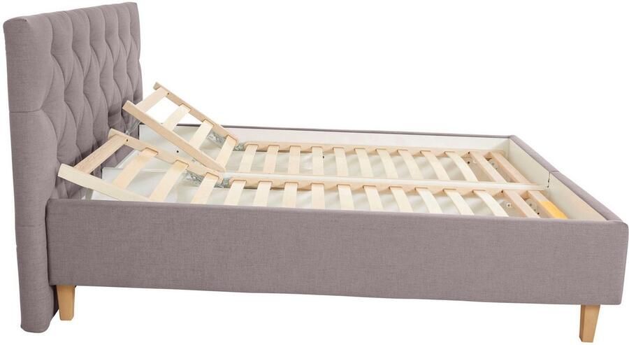 Home affaire Gestoffeerd bed Sunley 100 Kruisstiksel hoofdbordhoogte 102 cm zonder of met matras lattenbodem - Foto 8