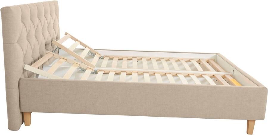 Home affaire Gestoffeerd bed Sunley 100 Kruisstiksel hoofdbordhoogte 102 cm zonder of met matras lattenbodem - Foto 8