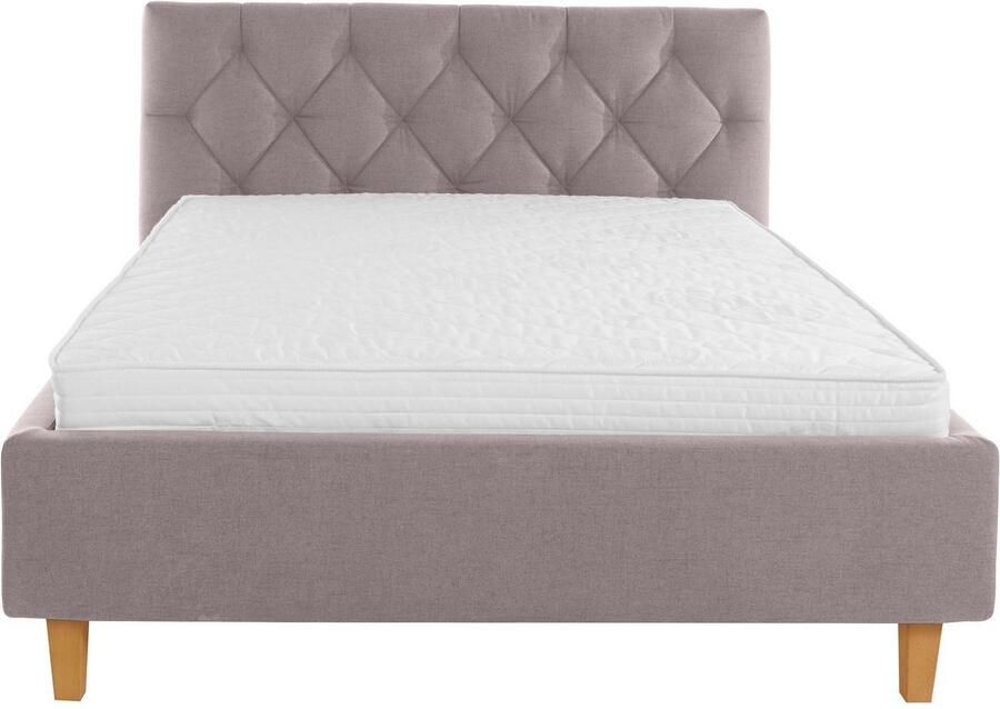 Home affaire Gestoffeerd bed Sunley 100 Kruisstiksel hoofdbordhoogte 102 cm zonder of met matras lattenbodem - Foto 3