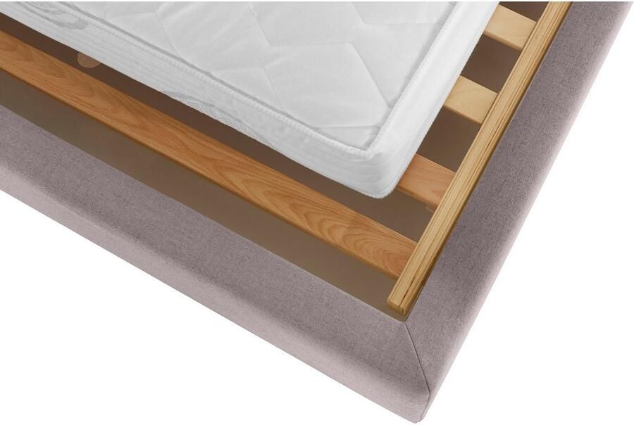 Home affaire Gestoffeerd bed Sunley 100 Kruisstiksel hoofdbordhoogte 102 cm zonder of met matras lattenbodem - Foto 6