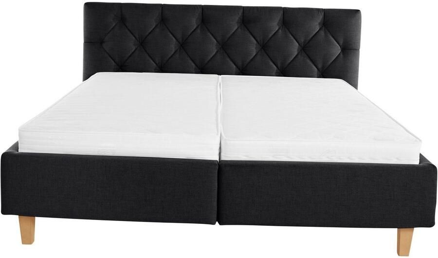 Home affaire Gestoffeerd bed Sunley 100 Kruisstiksel hoofdbordhoogte 102 cm zonder of met matras lattenbodem - Foto 5