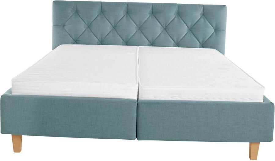 Home affaire Gestoffeerd bed Sunley 100 Kruisstiksel hoofdbordhoogte 102 cm zonder of met matras lattenbodem - Foto 5