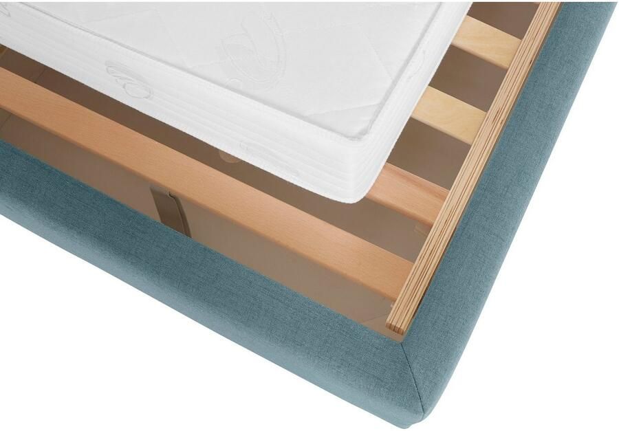 Home affaire Gestoffeerd bed Sunley 100 Kruisstiksel hoofdbordhoogte 102 cm zonder of met matras lattenbodem - Foto 3
