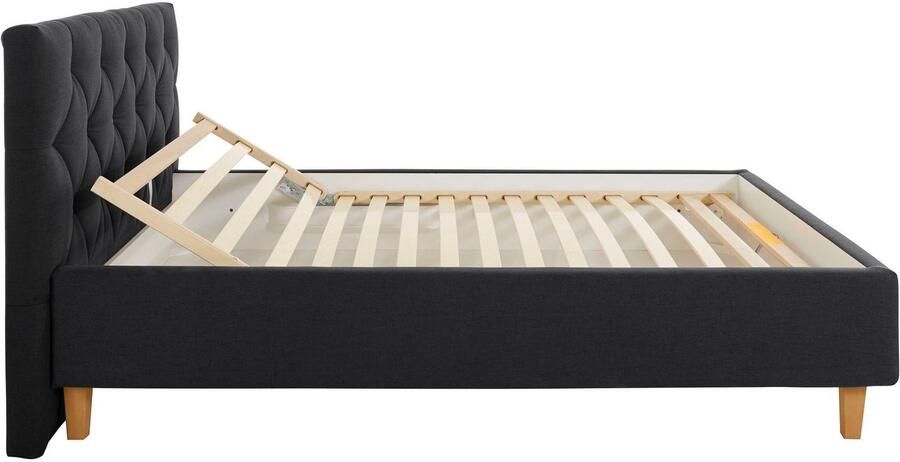 Home affaire Gestoffeerd bed Sunley 100 Kruisstiksel hoofdbordhoogte 102 cm zonder of met matras lattenbodem - Foto 7