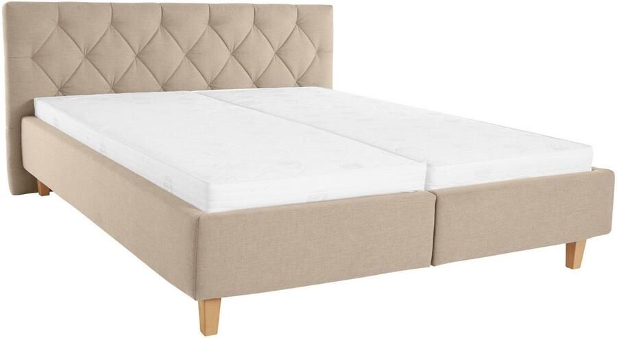 Home affaire Gestoffeerd bed Sunley 100 Kruisstiksel hoofdbordhoogte 102 cm zonder of met matras lattenbodem - Foto 7